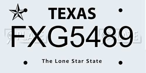 FXG5489 Texas License Plate