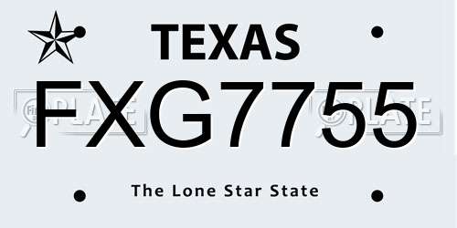 FXG7755 Texas License Plate