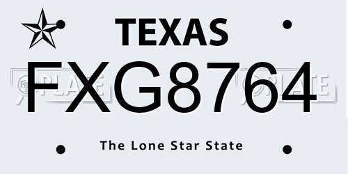FXG8764 Texas License Plate