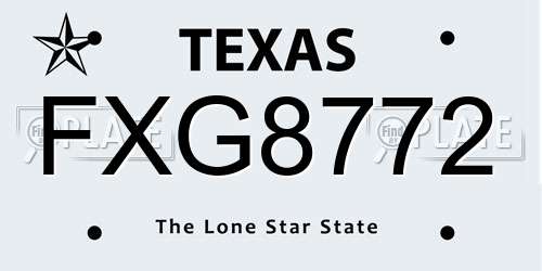 FXG8772 Texas License Plate