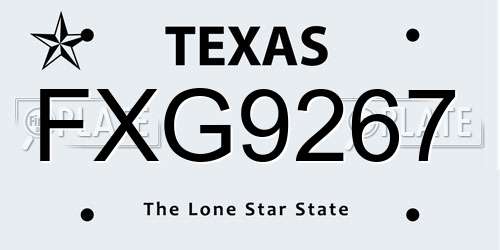FXG9267 Texas License Plate