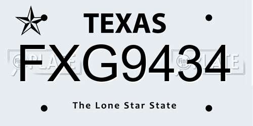 FXG9434 Texas License Plate
