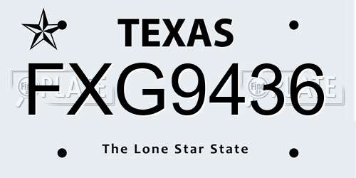 FXG9436 Texas License Plate