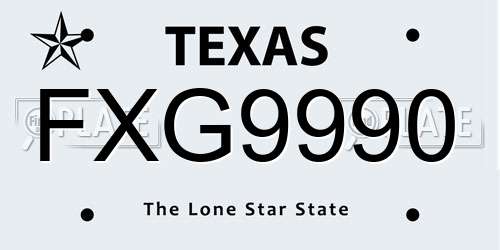 FXG9990 Texas License Plate