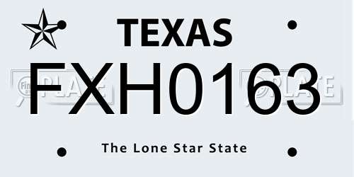 FXH0163 Texas License Plate