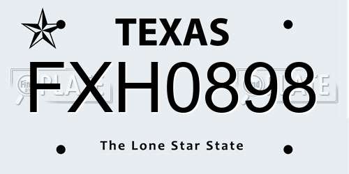 FXH0898 Texas License Plate