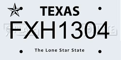 FXH1304 Texas License Plate