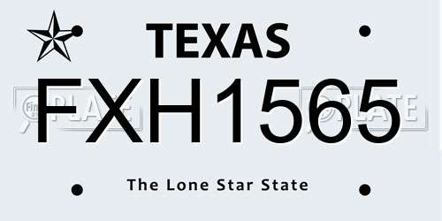FXH1565 Texas License Plate