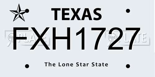 FXH1727 Texas License Plate