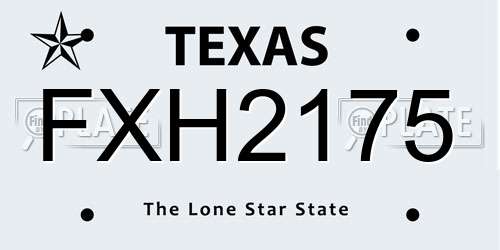 FXH2175 Texas License Plate