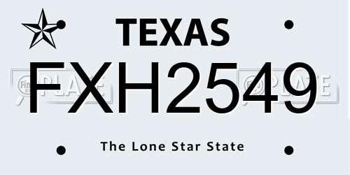 FXH2549 Texas License Plate