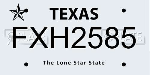 FXH2585 Texas License Plate