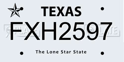 FXH2597 Texas License Plate
