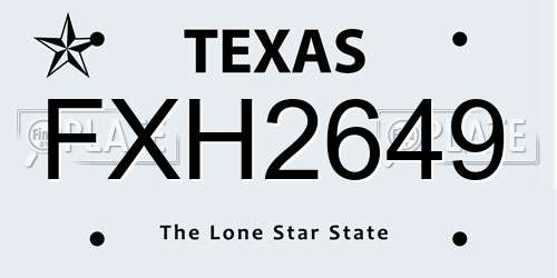 FXH2649 Texas License Plate