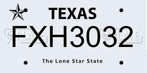 FXH3032 Texas License Plate