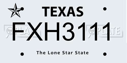 FXH3111 Texas License Plate