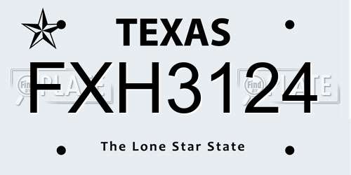 FXH3124 Texas License Plate
