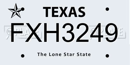 FXH3249 Texas License Plate