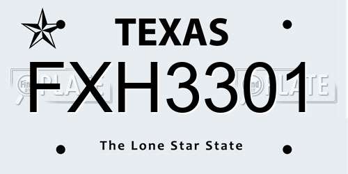 FXH3301 Texas License Plate