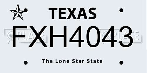 FXH4043 Texas License Plate