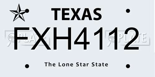FXH4112 Texas License Plate