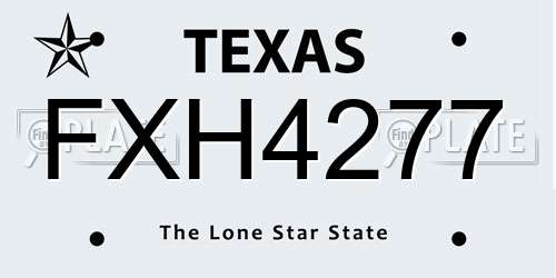 FXH4277 Texas License Plate