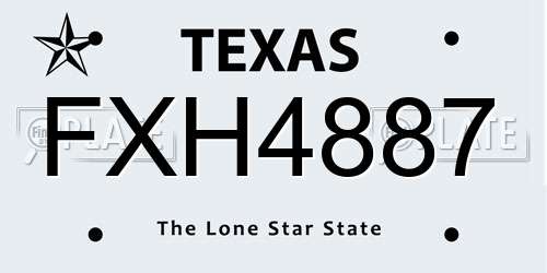 FXH4887 Texas License Plate