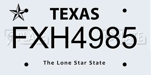 FXH4985 Texas License Plate