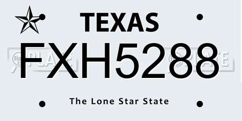 FXH5288 Texas License Plate
