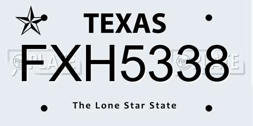 FXH5338 Texas License Plate