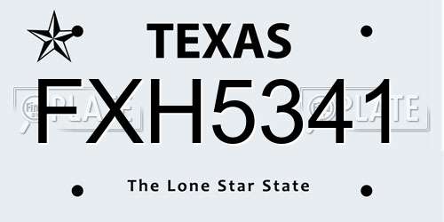 FXH5341 Texas License Plate