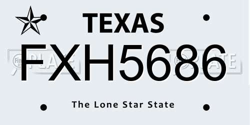 FXH5686 Texas License Plate