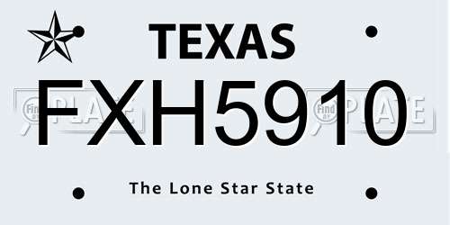 FXH5910 Texas License Plate