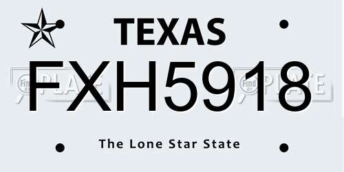 FXH5918 Texas License Plate