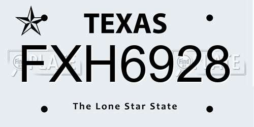 FXH6928 Texas License Plate