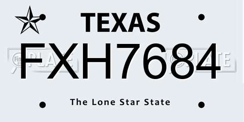 FXH7684 Texas License Plate