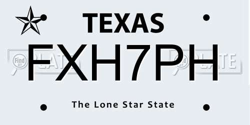 FXH7PH Texas License Plate