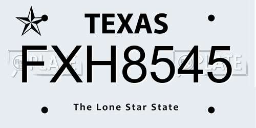 FXH8545 Texas License Plate