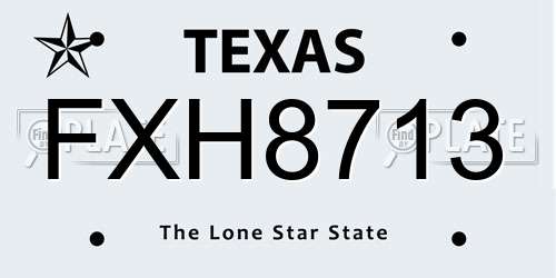FXH8713 Texas License Plate