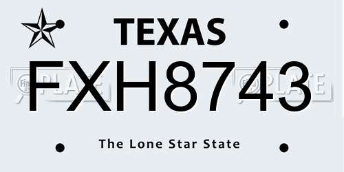FXH8743 Texas License Plate