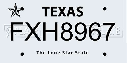 FXH8967 Texas License Plate