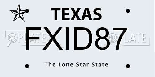 FXID87 Texas License Plate
