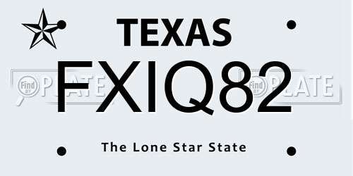 FXIQ82 Texas License Plate