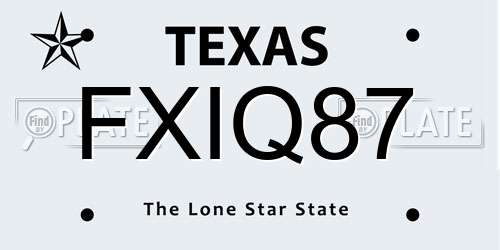 FXIQ87 Texas License Plate