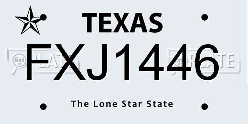 FXJ1446 Texas License Plate