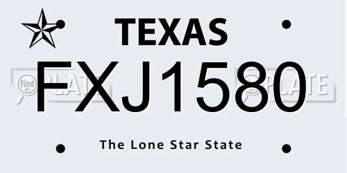 FXJ1580 Texas License Plate