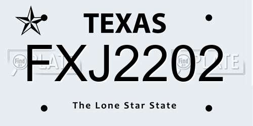 FXJ2202 Texas License Plate