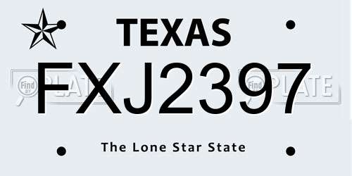 FXJ2397 Texas License Plate
