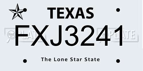 FXJ3241 Texas License Plate