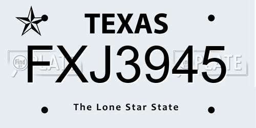 FXJ3945 Texas License Plate
